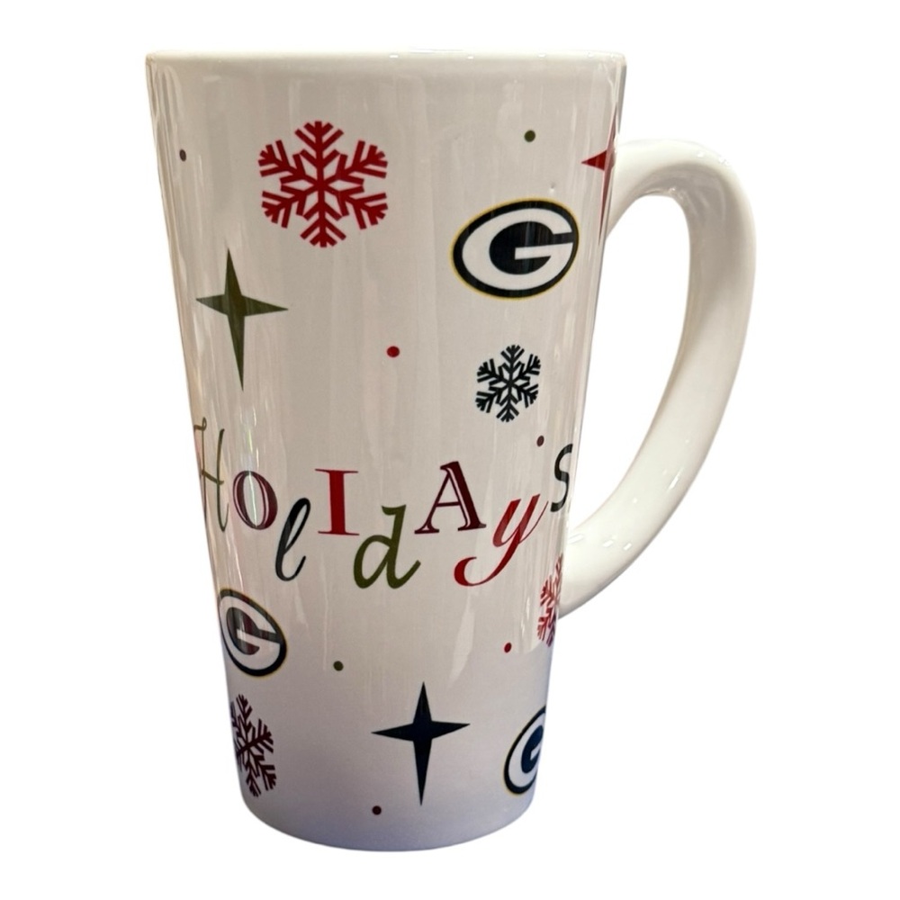 Green Bay Packers Holiday Latte Mug | NFL Happy Holidays Ceramic Coffee Cup 16oz
